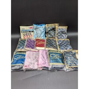 Lot of 14 New in Package Vintage Pantyhose Size Medium and B Silkies No Nonsense
